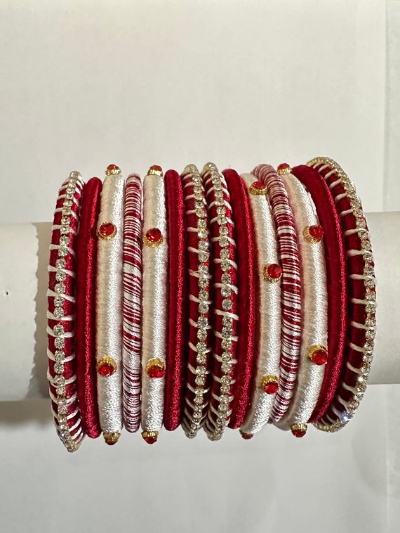 Silk Thread bangles Designer Bangles Handmade Bracelets Stone Bangles Indian Bangle Set Handmade Festive jewelry Ethnic Bracelets