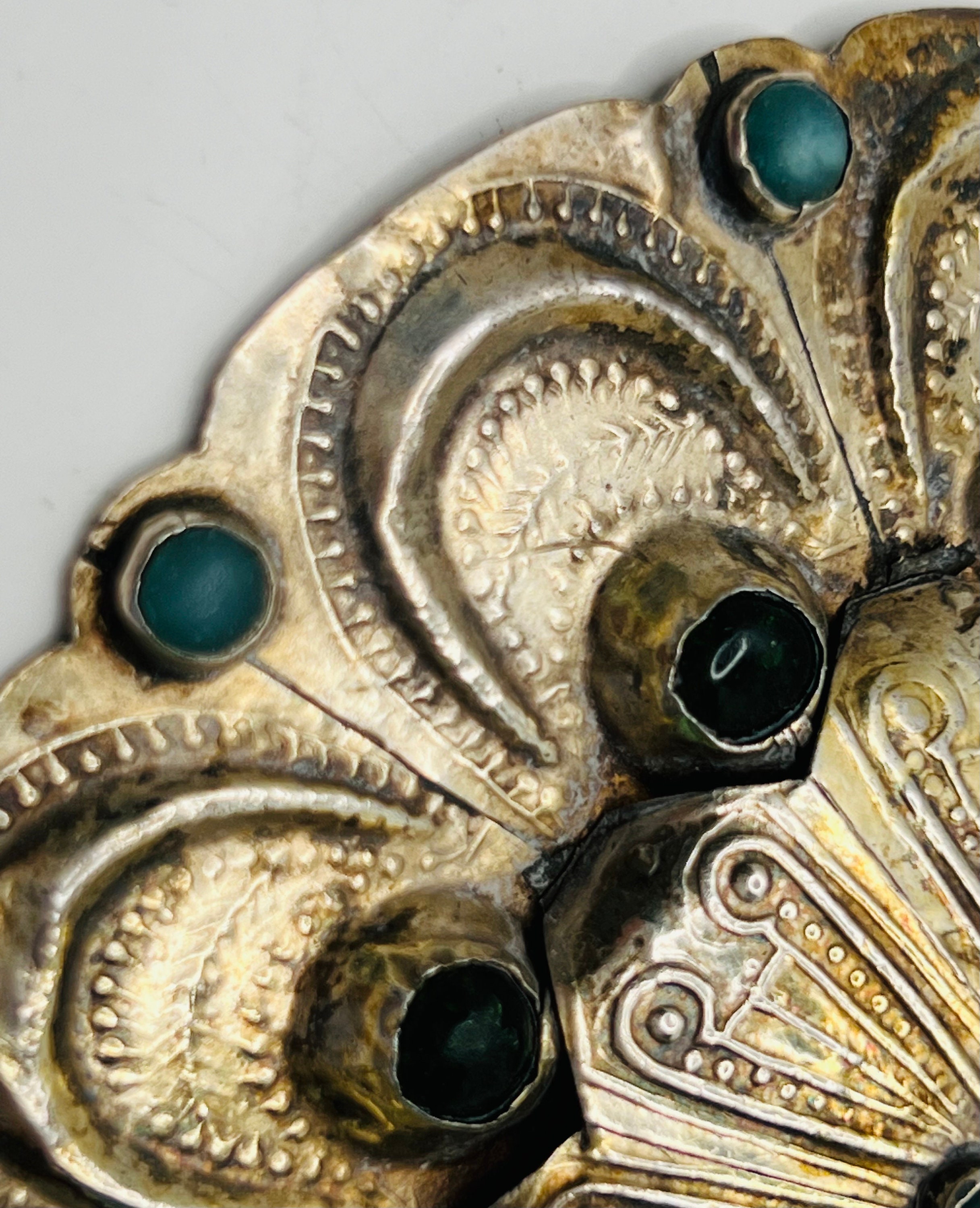 Turkmen Gulyaka, Vintage Gilded Silver Yomud Gul Button, 5