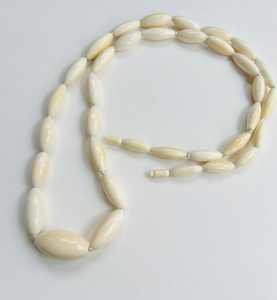 Antique African Bone Oblong Bead Necklace - image 3