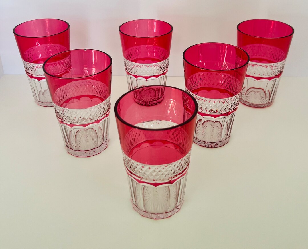 Vintage Pink Crosshatched Tumblers Set of 6 - Etsy