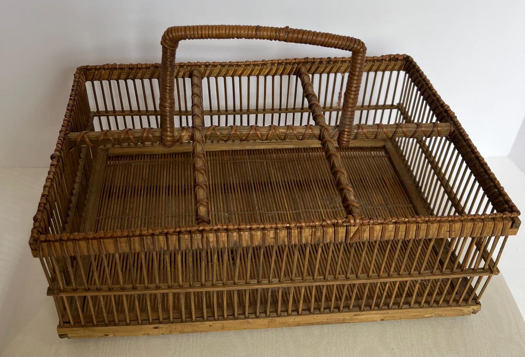 Vintage Hand Made Reed Iced Tea Basket - Etsy