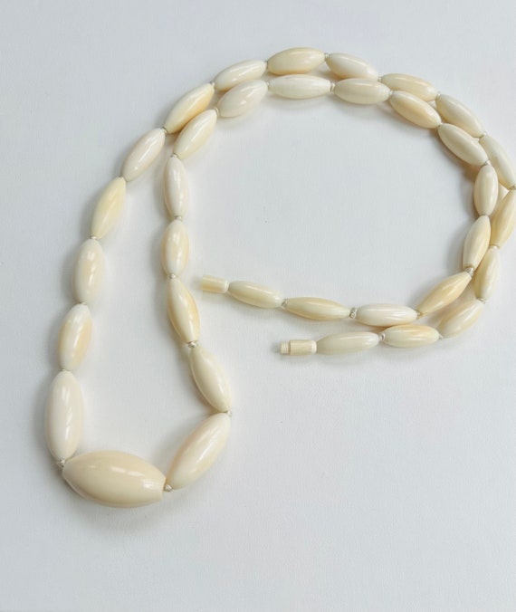 Antique African Bone Oblong Bead Necklace - image 2