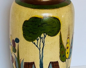 Vaso alto antico Messico Tlaquepaque Redware 12"