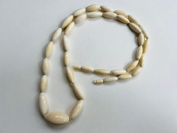 Antique African Bone Oblong Bead Necklace - image 1