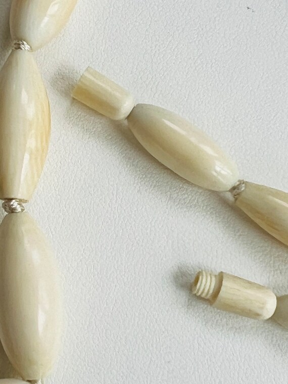 Antique African Bone Oblong Bead Necklace - image 6