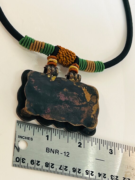 Antique Cloisonne Silk Wrapped Buckle Pendant Necklace - Etsy display picture 1