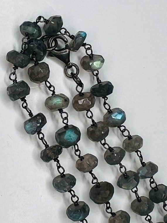 Sterling Hand Wired Wrapped Labradorite Necklace 3