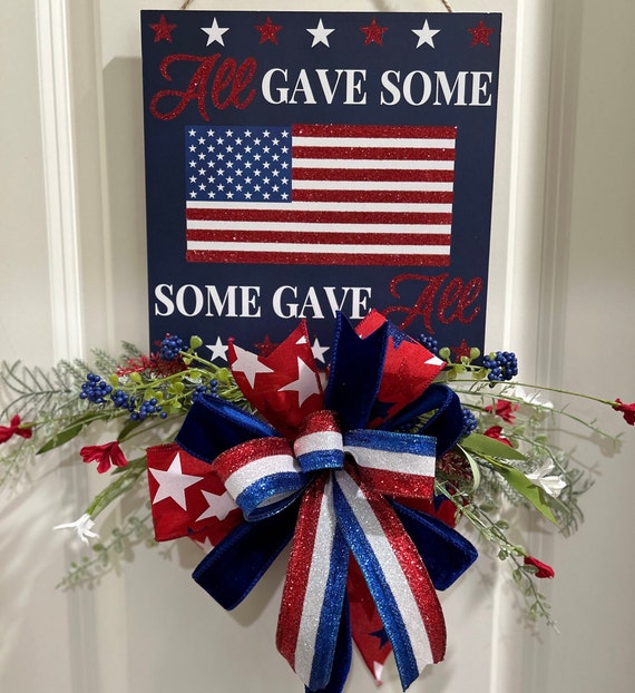 Red White & Blue Door Hanger, Welcome Wood Door Hanger, USA Decor, Independance Day or Patriotic Decor, Veteran's Gift, USA Door Decor