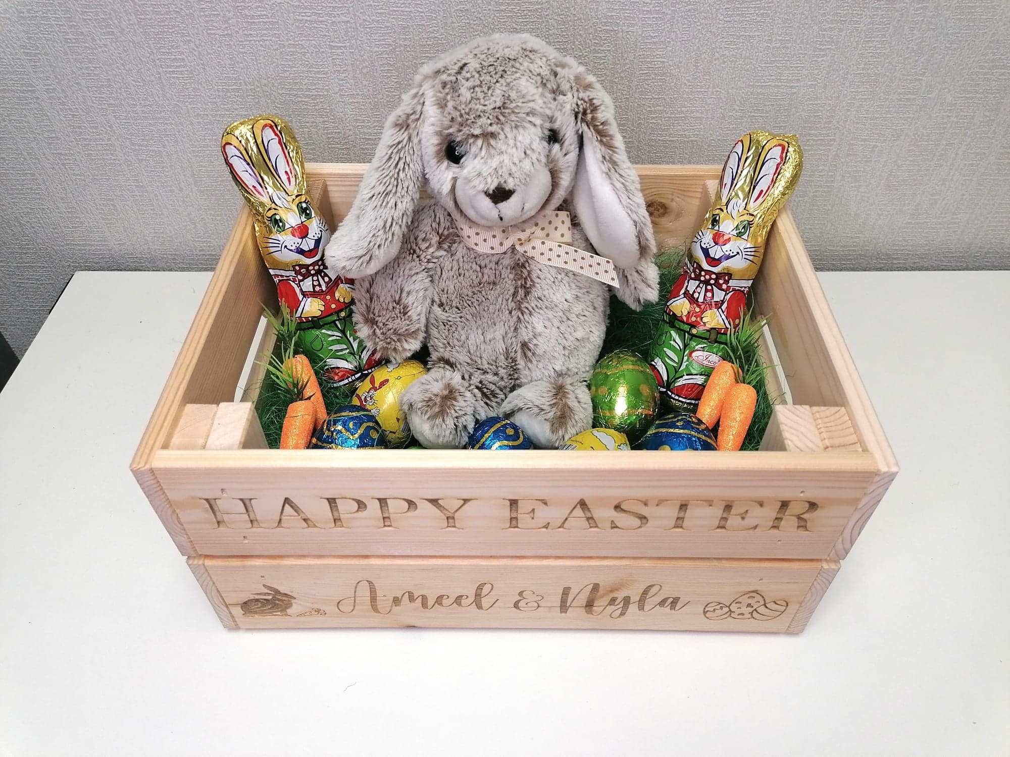 Personalised Easter Wooden Crate 2 Different Personalisation Etsy