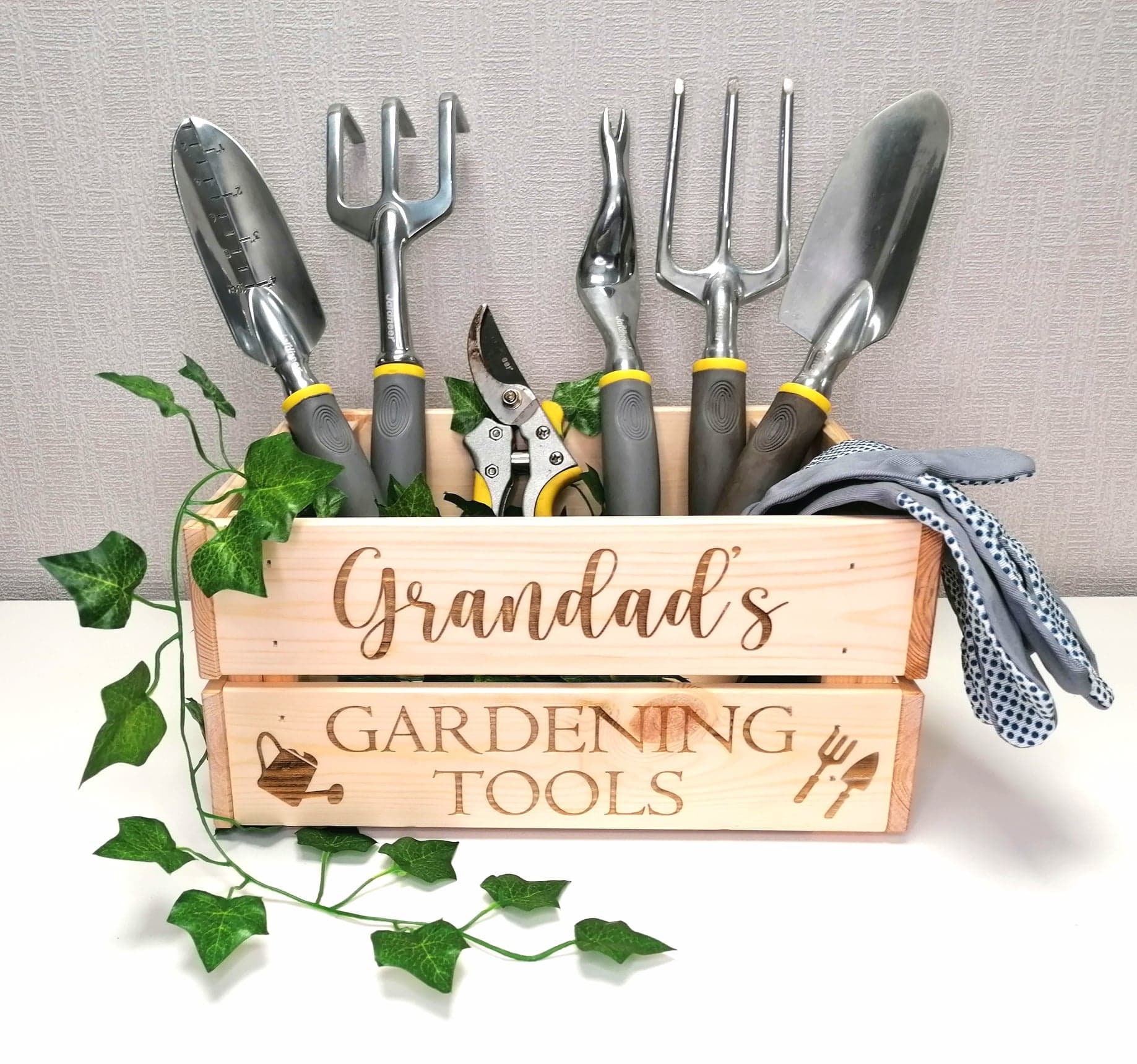 Personalised wooden crate garden box gardening tool box Etsy