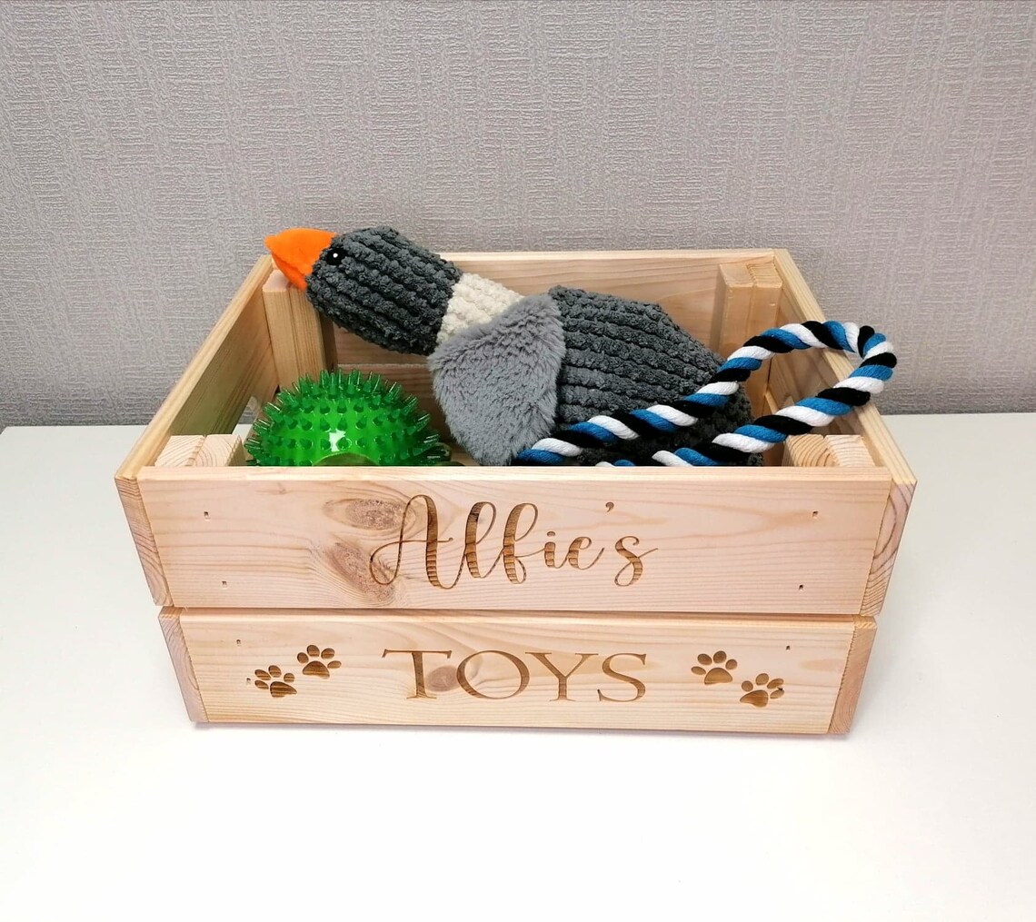 Personalised Wooden Crate Pet Toy Storage Pet Treats Dog Etsy UK