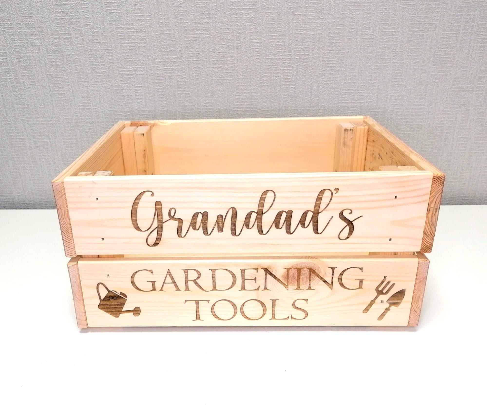 Personalised wooden crate garden box gardening tool box Etsy