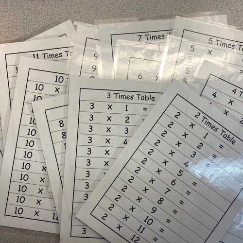 reusable multiplication worksheets dry erase set of 13 etsy