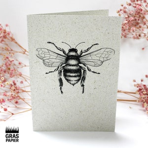 Klappkarte aus Graspapier, Motiv: Wildbiene