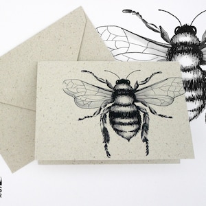 Minikarte aus Graspapier mit Kuvert, Motiv: Wildbiene