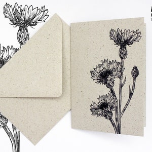 Minikarte aus Graspapier mit Kuvert, Motiv: Kornblume