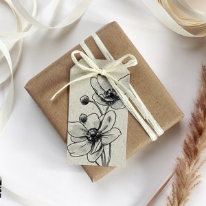 Geschenkanhänger aus Graspapier, Motiv: Vergissmeinnicht