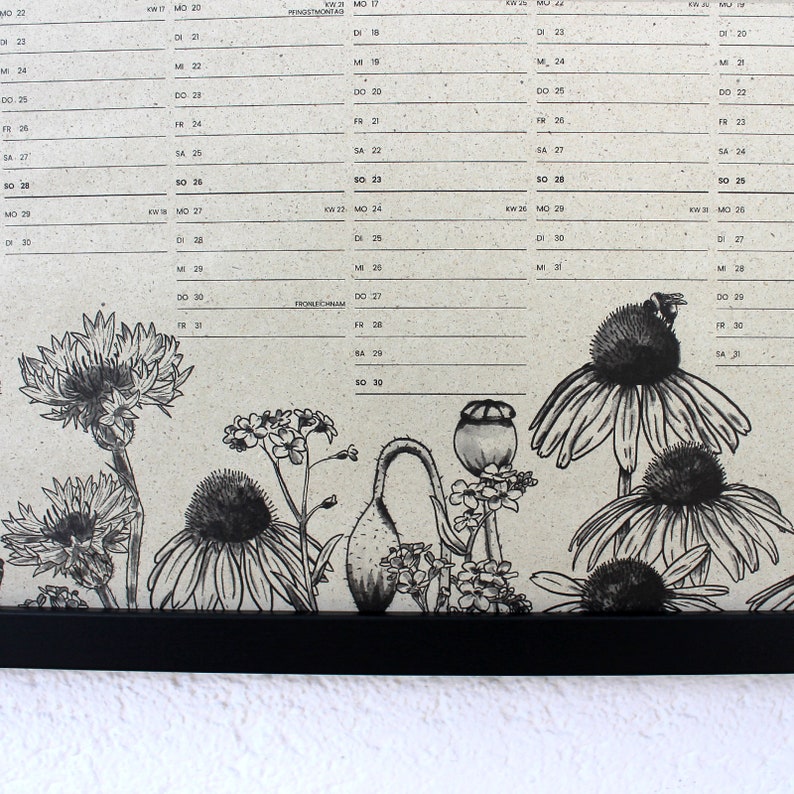 Jahresplaner 2024 aus Graspapier, Motiv: Wildblumenwiese Bild 5