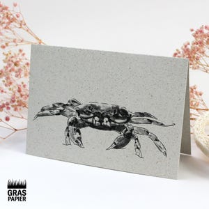 Klappkarte aus Graspapier, Motiv: Krebs