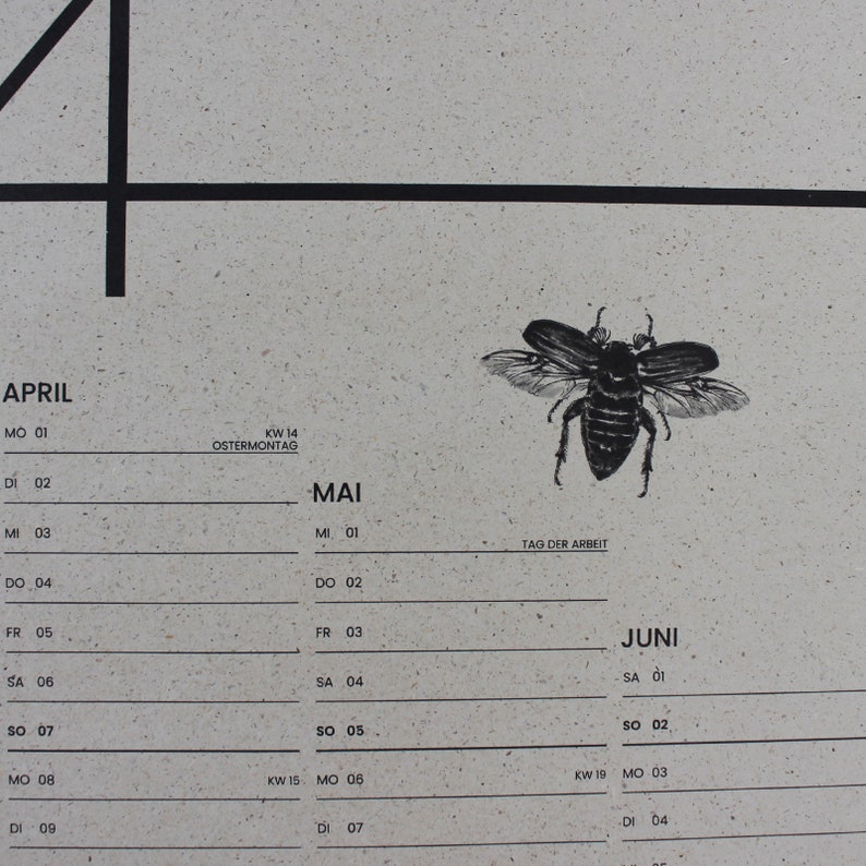 Jahresplaner 2024 aus Graspapier, Motiv: Wildblumenwiese Bild 3