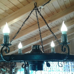 Wrought iron Ceiling Light Wagon Wheel Chandelier Rustic Lighting Farmhouse Pendant Lamp Light Chandelier Rustic Ceiling Lamp