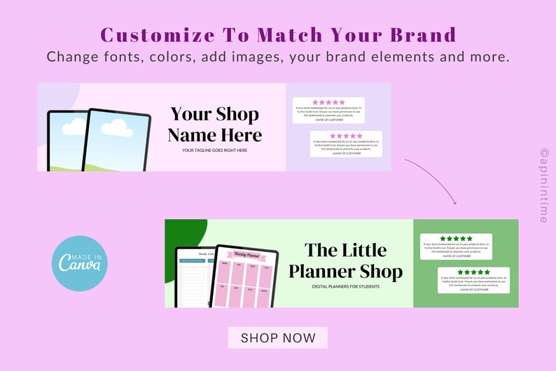 Etsy Banner Templates for Digital Planner Shops & Printable Etsy