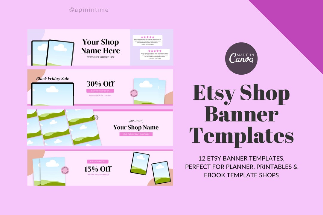 Etsy Banner Templates for Digital Planner Shops & Printable Shops Etsy