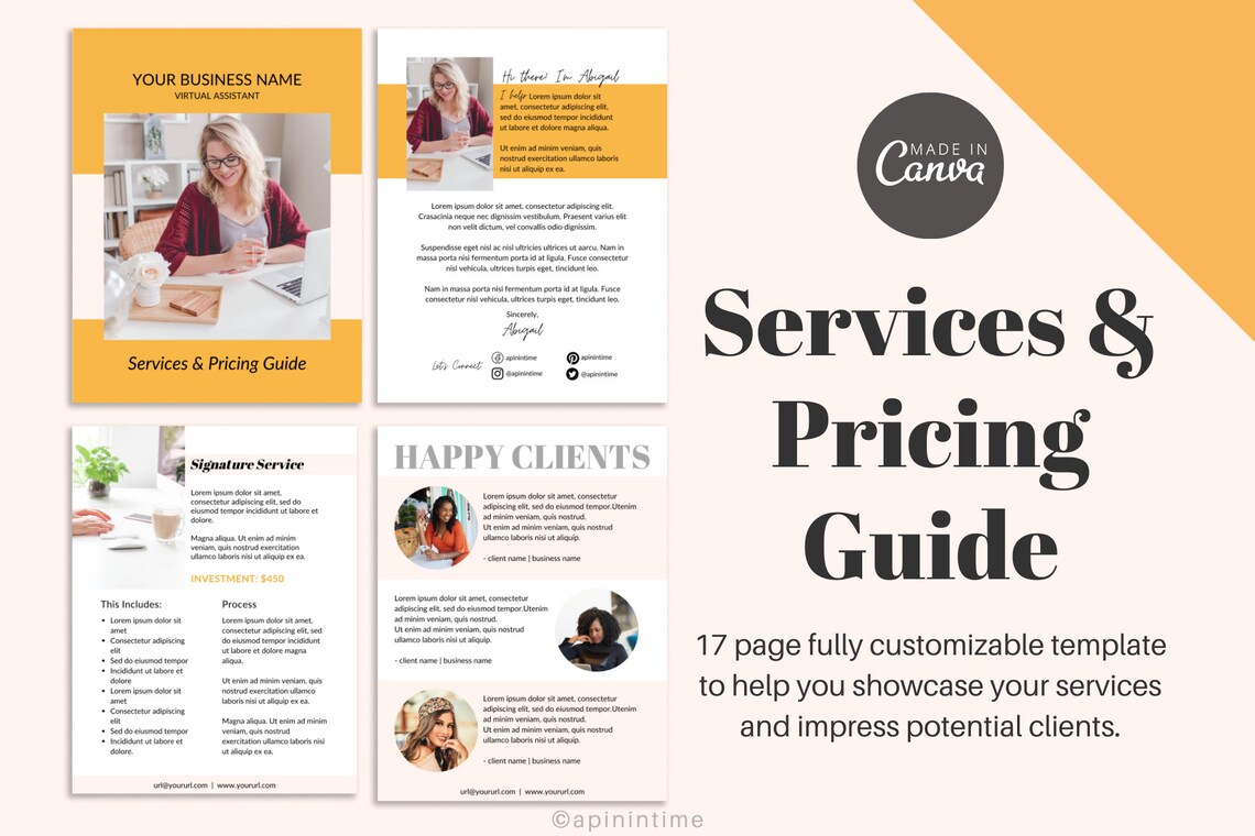 Services and Pricing Guide Canva Template Virtual Assistant - Etsy