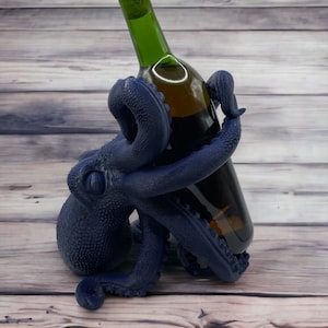 Unique 3D Printed Octopus Wine Holder - Nautical Kitchen Decor, Ocean Themed Bottle Display