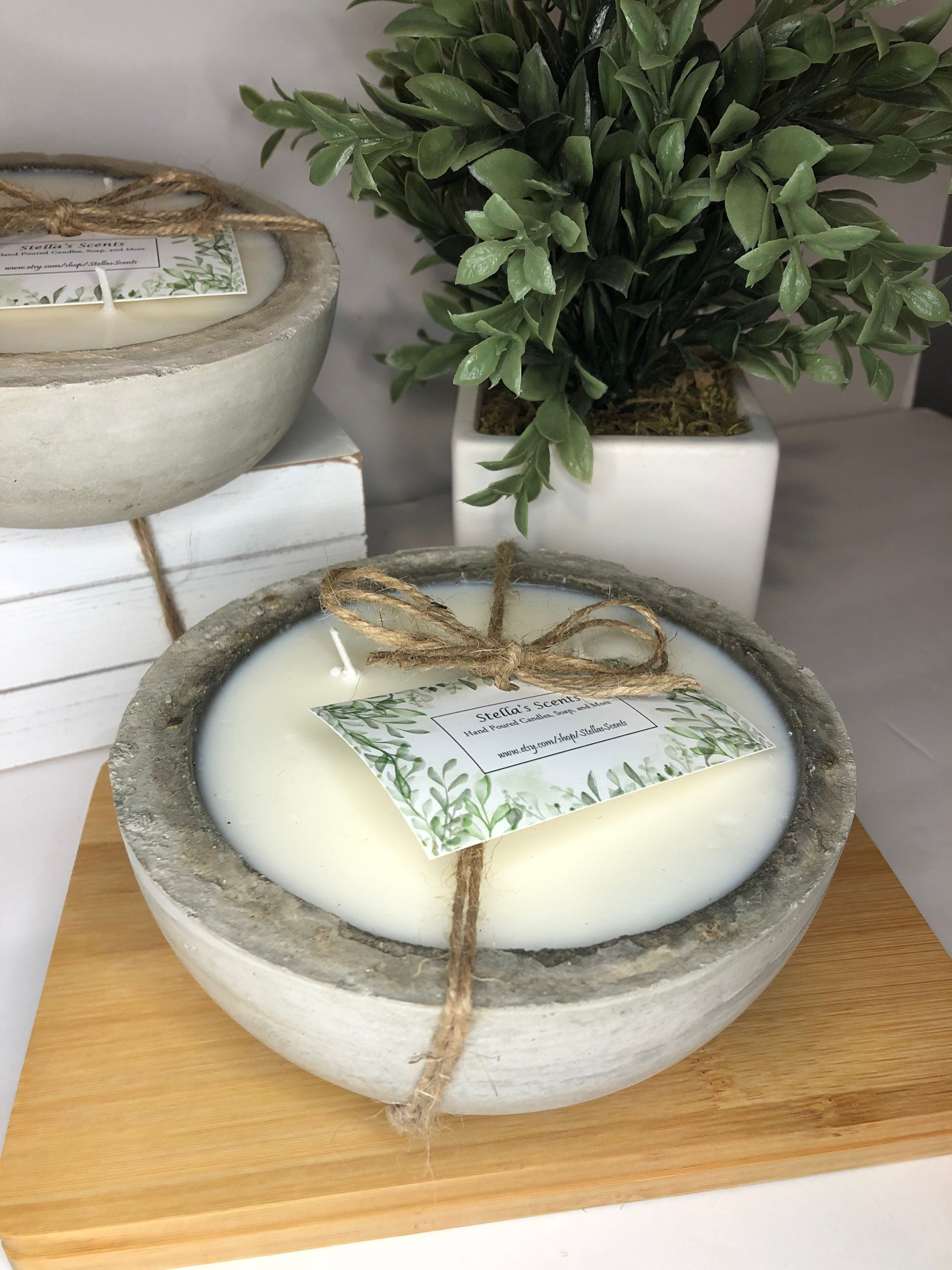 16 oz. Natural Handmade Cement Bowl Candle Organic Soy Etsy