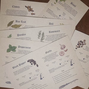 Printable Wicca Book of Shadows Herb Pages, Grimoire Herb Pages, Witchcraft, PDF, Set 1