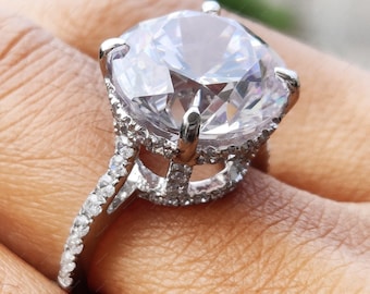 Sterling Silver 10.50 Carat Moissanite Cocktail Ring