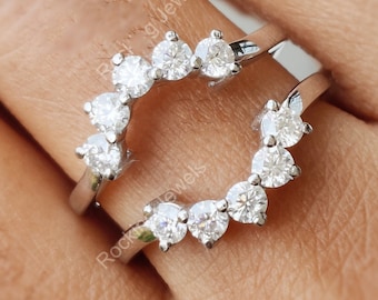 Moissaniet ringversterker, gebogen trouwring, 925 sterlingzilver