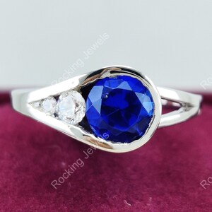 Sapphire Engagement Ring, Vintage Sapphire Ring, September Birthstone Ring, Blue Gemstone Ring, Unique Wedding Rings For Women, 925 Silver