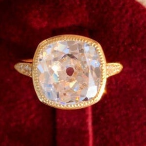 Antique Old European Cut Diamond Solitaire Ring, Vintage Ring For Women, Old Mine Cushion Cut Engagement Ring, Art Deco Vintage Silver Ring