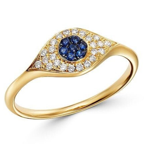 Gold Evil Eye Ring Stacking Protection Rings Art Deco - Etsy