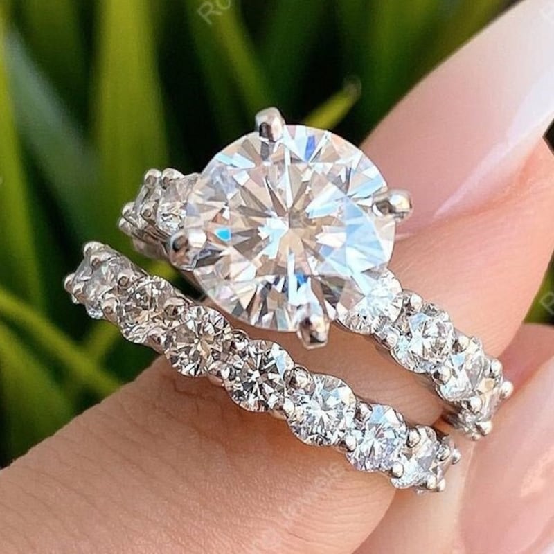 Moissanite Wedding Set - Etsy