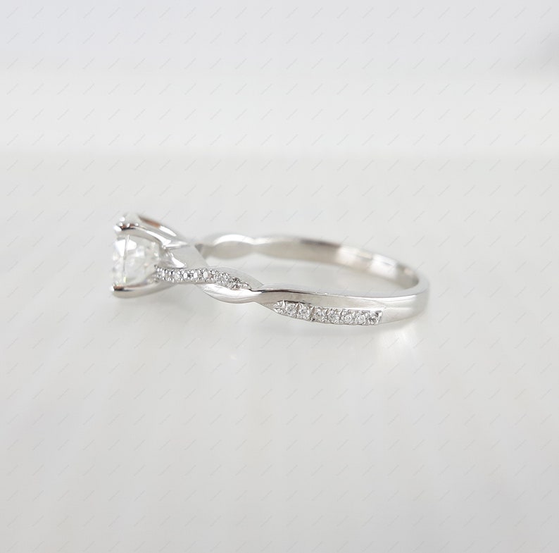 1 Tcw Round Cut Moissanite Engagement Ring Promise Women Ring Twisted Nature Inspired Wedding Ring Gift for her propose ring