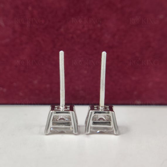 Orecchini a bottone con diamanti Moissane taglio principessa certificati da 0,6/1/2/6 carati per donna uomo Orecchini a bottone quadrati in argento sterling 925  36