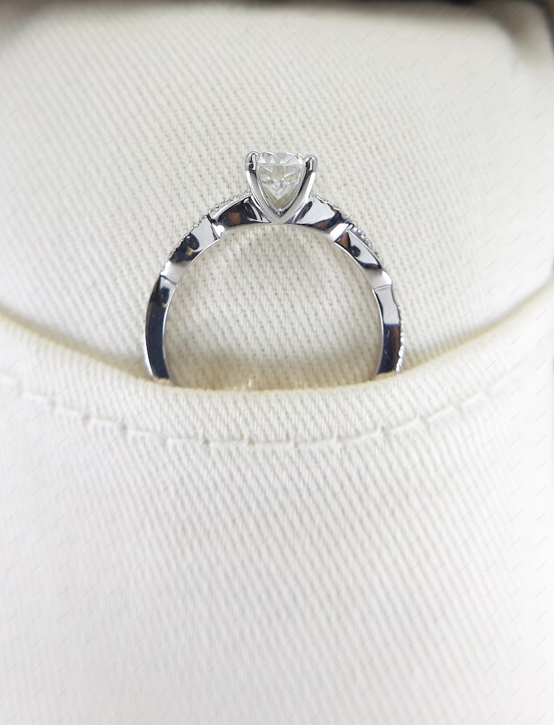 1 Tcw Round Cut Moissanite Engagement Ring Promise Women Ring Twisted Nature Inspired Wedding Ring Gift for her propose ring