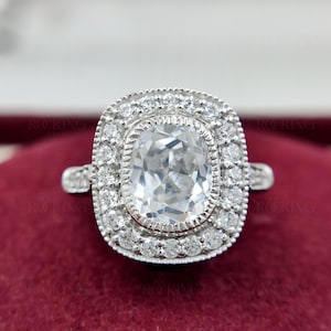 Old Mine Cushion Cut Ring, Old European Cut Ring, Art Deco Vintage Engagement Ring, Antique Rings For Women, Silver Filigree Ring