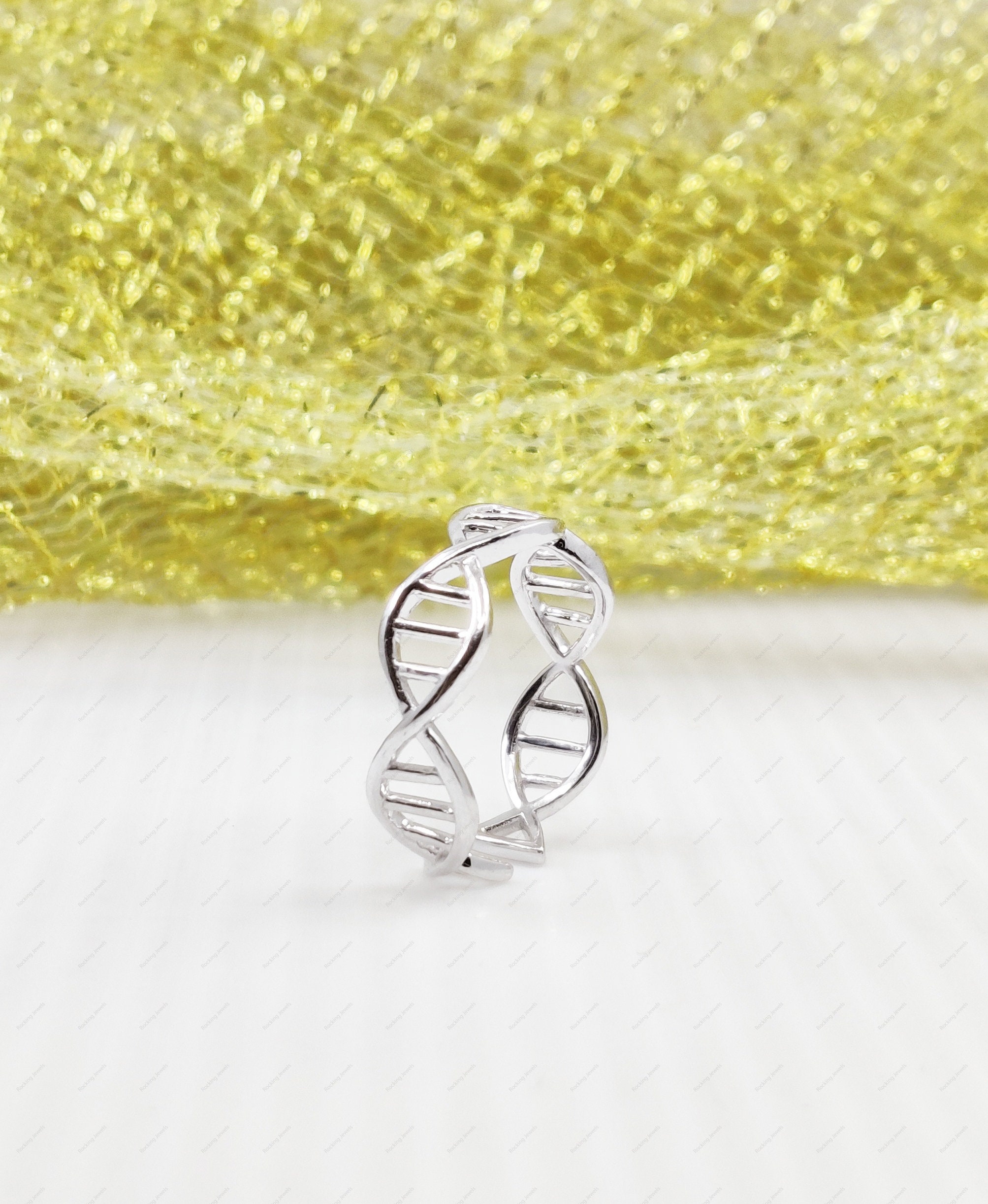 Buy 14K White Gold Double Helix DNA Structure Ring, Science Jewelry,  Biology Student Gift, Twisted Wedding Ring, Graduation Gift Online in India  - Etsy