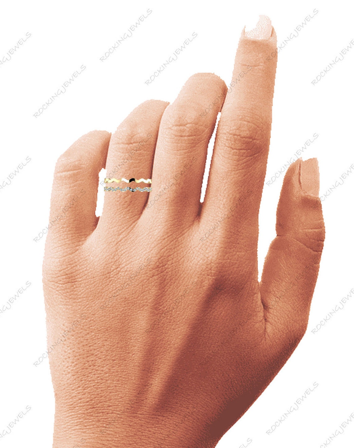 Double Wedding Band Enhancer Band Guard 14K Solid Gold Ring Etsy