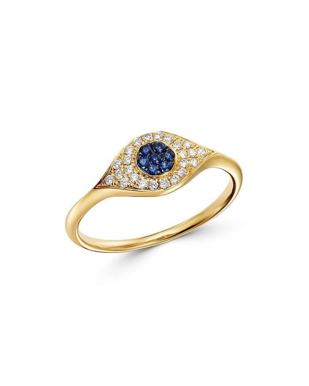 Gold Evil Eye Ring, Sapphire, Moissanite, Protection Ring - Etsy