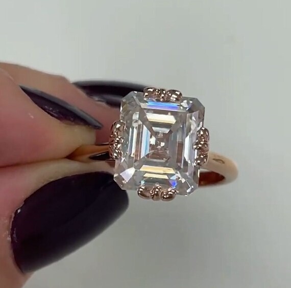 Emerald Cut Solitaire Engagement Ring Big Stone Rings for Etsy