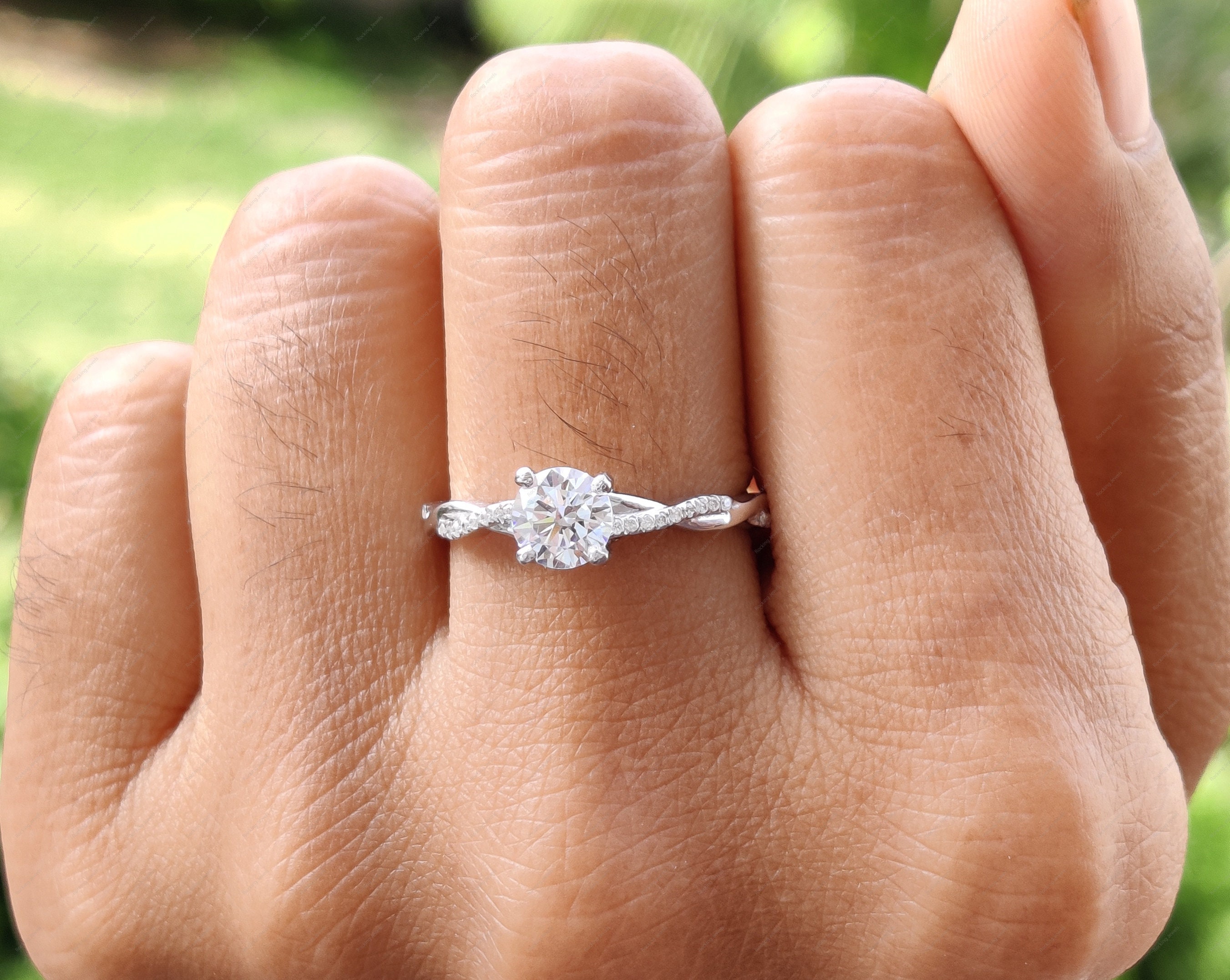 1 Tcw Round Cut Moissanite Engagement Ring Promise Women Ring Twisted Nature Inspired Wedding Ring Gift for her propose ring