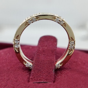 Alianza de boda vintage de moissanita para mujer, anillo de oro macizo de 10/14 quilates, anillo apilable estilo art déco, anillo de aniversario de eternidad, anillo de promesa imagen 10