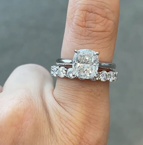 Cushion Cut Wedding Ring Set Bridal Sets for Women Solitaire Cubic Zirconia Ring Set 925 Silver Engagement Ring Set Promise Ring Set Etsy Canada