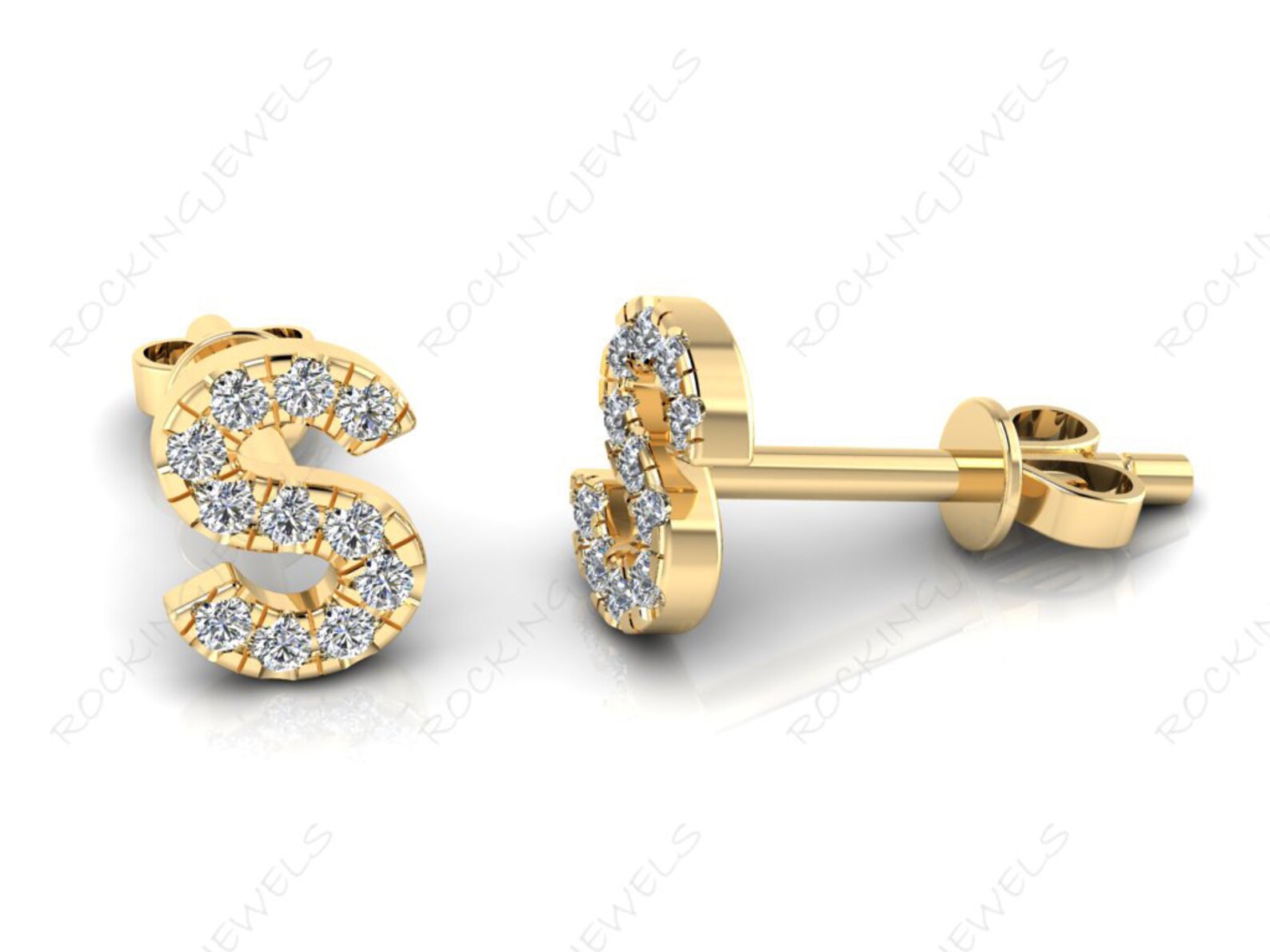 Initial Alphabet Letter S 14K Solid Gold Natural Etsy