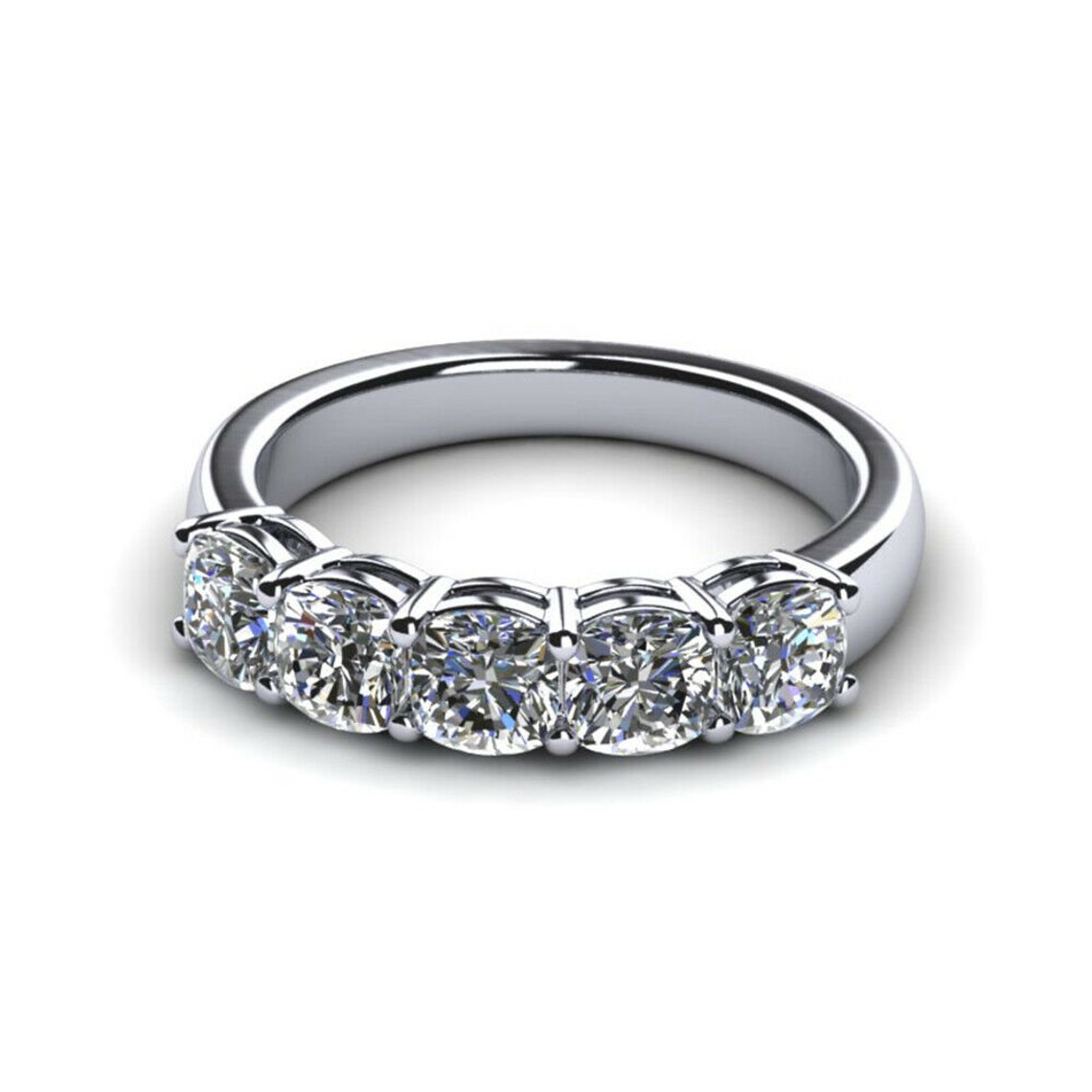 5 stone cushion cut wedding band silver anniversary ring Etsy